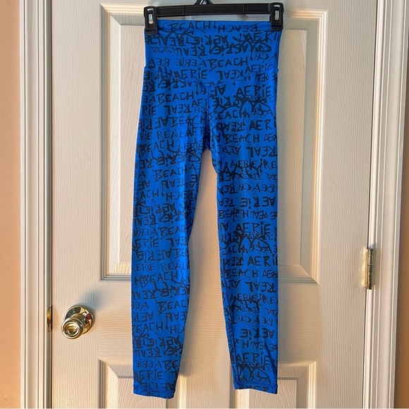 aerie Pants - Aerie Womens Active Chill Play Move High Waisted Blue Stretch Leggings Pants S/P